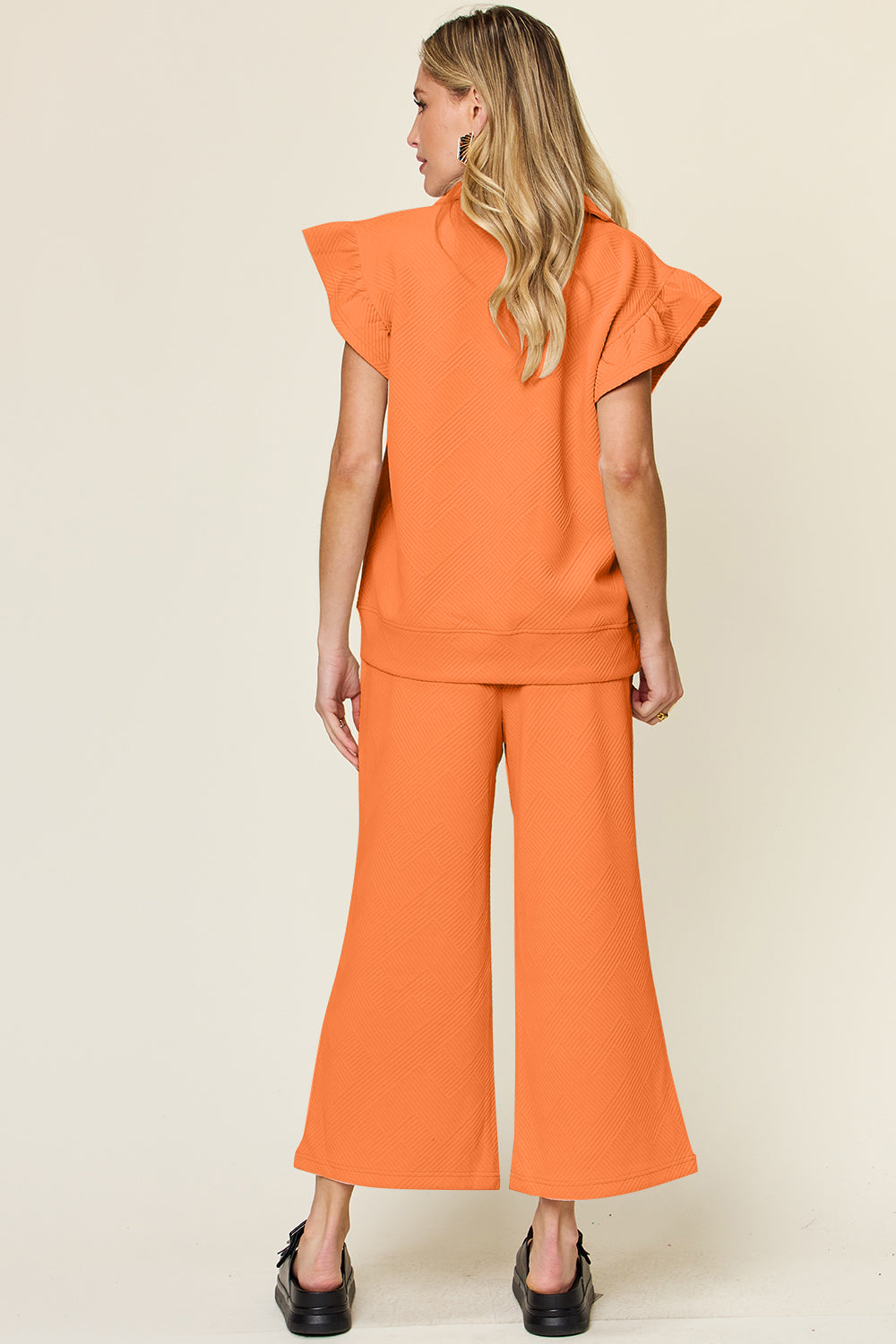 Double Take Texture Ruffle Short Sleeve Top and Drawstring Wide Leg Pants Set Apparel/Tops Double Take Ship from USA TikTok Tops Trendsi USPS Walmart Walmart Apparel Trendsi https://www.cyberehub.com