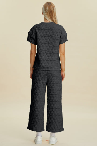 Double Take Full Size Texture Round Neck Short Sleeve Top and Pants Set Tops/Jackets/Sweaters Clothing Tops Double Take Ship from USA TikTok Trendsi USPS Walmart Trendsi https://www.cyberehub.com