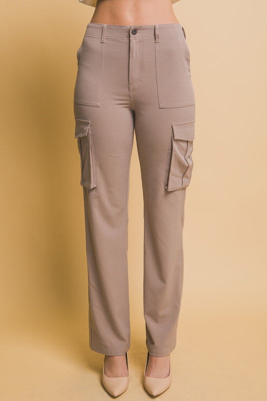 Love Tree High Rise Cargo Pants with Pockets Taupe Bottoms Bottoms Clothing LOVE TREE Pants Ship from USA Women Trendsi https://www.cyberehub.com