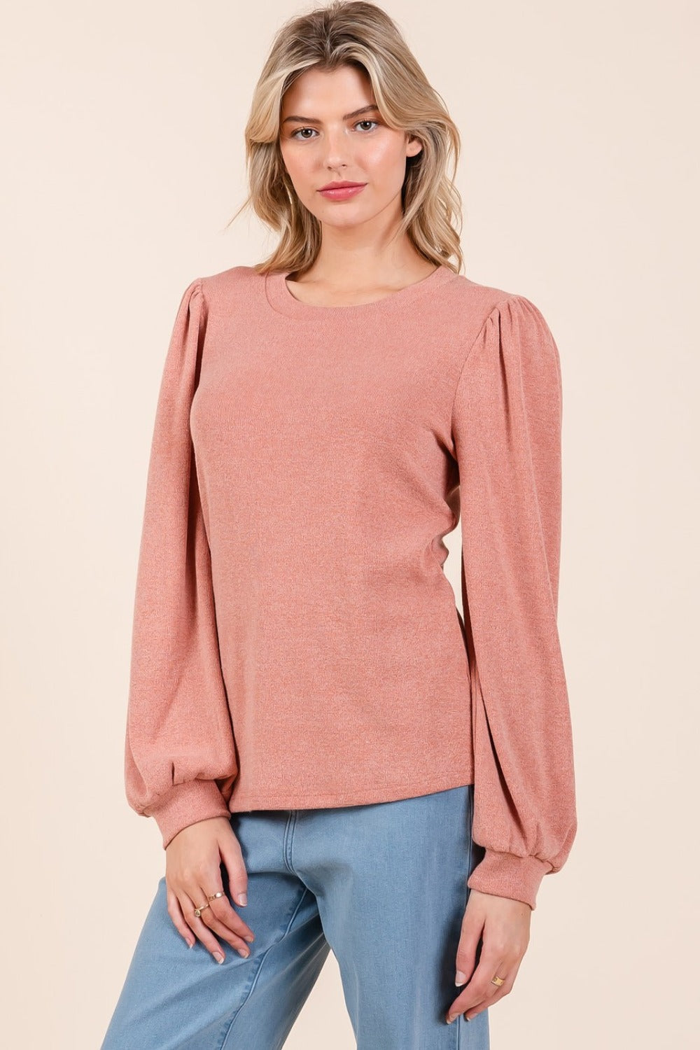 Mittoshop Round Neck Long Sleeve Rib Knit Top Shirt Apparel Clothing Tops Mittoshop Ship from USA Shirts USA Women Trendsi https://www.cyberehub.com
