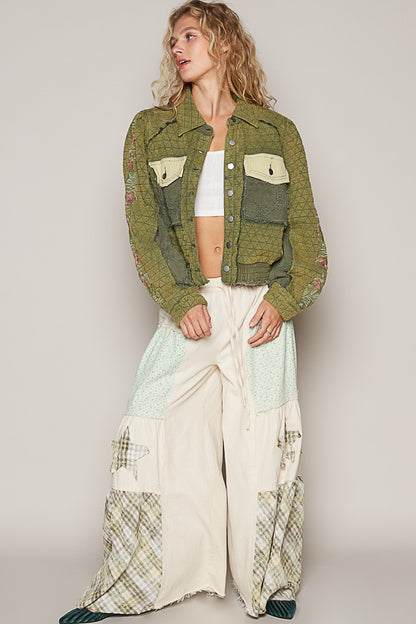 POL Embroidered Sleeve Raw Edge Quilted Jacket Tops/Jackets/Sweaters Clothing Tops POL Ship from USA TikTok Trendsi USPS Walmart Trendsi https://www.cyberehub.com