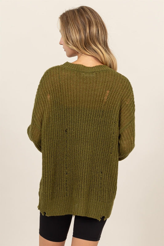HYFVE Distressed Long Sleeve Knit Top Shirt Apparel Clothing Tops HYFVE Ship from USA Shirts USA Women Trendsi https://www.cyberehub.com