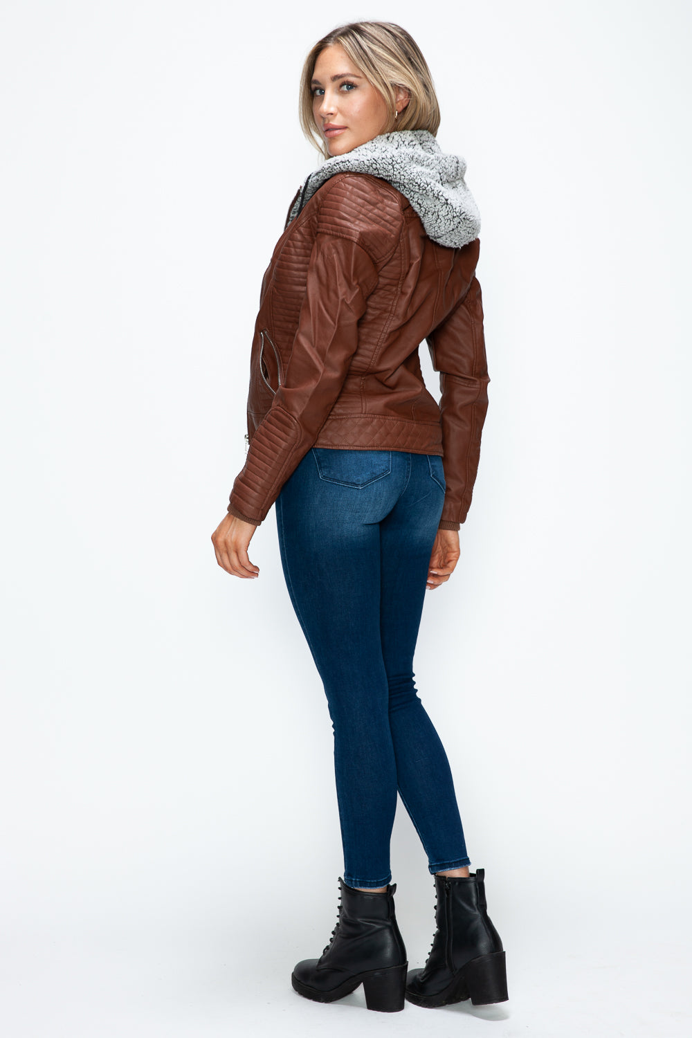 YMI Faux Layered Double-Zipper Jacket with Fuzzy Hood Tops/Jackets/Sweaters Clothing Tops Ship from USA TikTok Trendsi USPS Walmart YMI outerwear Trendsi https://www.cyberehub.com