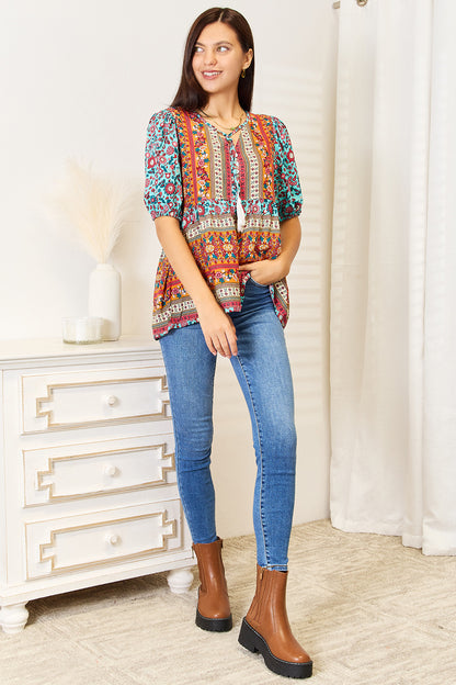 Devine Bohemian Tassel Tie Puff Sleeve Babydoll Blouse Apparel/Tops Doorbusters Double Take Ship from USA TikTok Tops Trendsi USPS Walmart Walmart Apparel Trendsi https://www.cyberehub.com