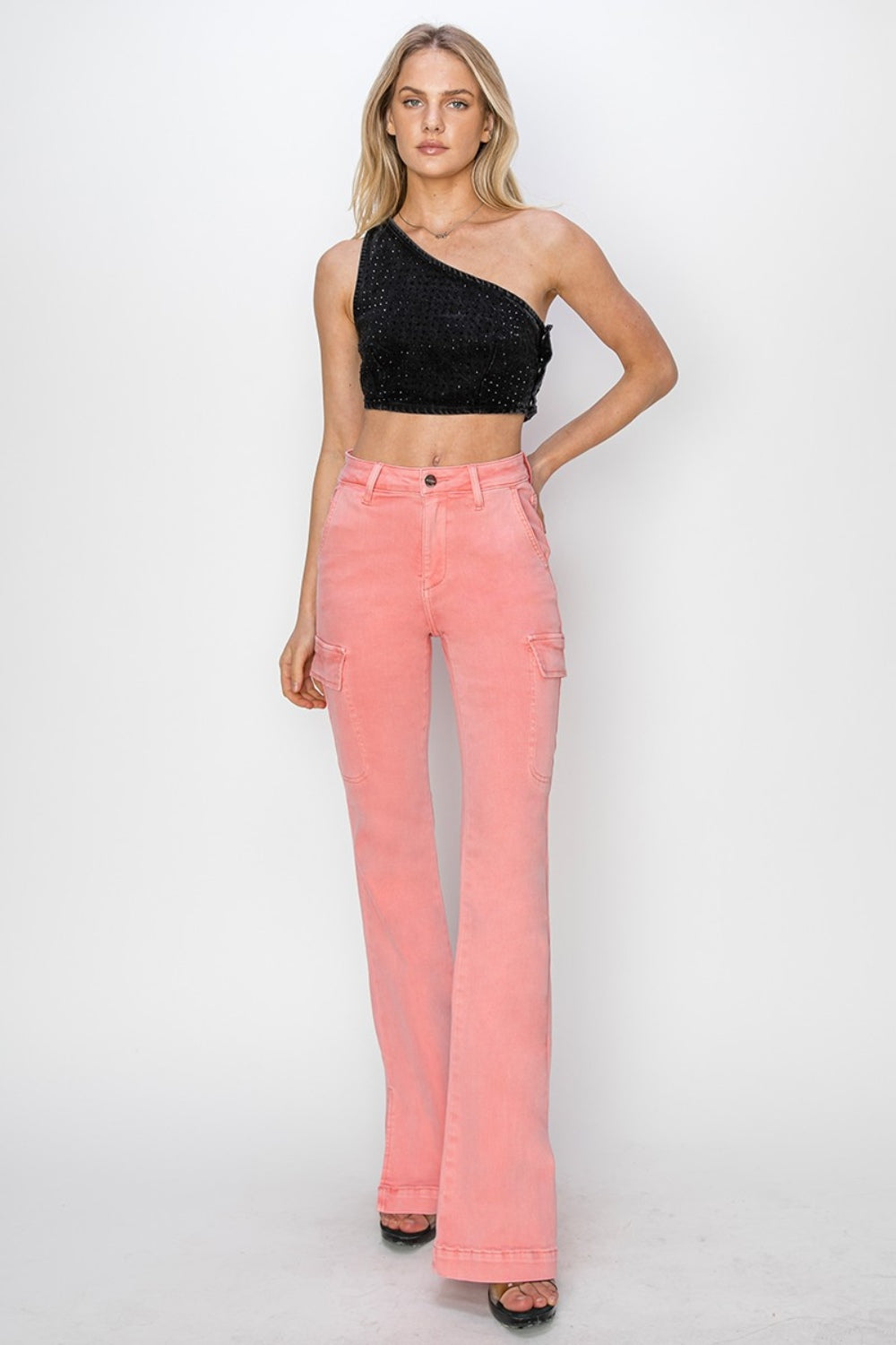 RISEN Full Size High Rise Side Slit Cargo Bootcut Jeans Bottoms Bottoms Clothing RISEN Ship from USA Women Trendsi https://www.cyberehub.com