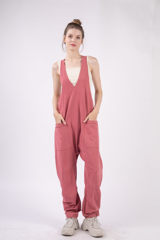 VERY J Plunge Sleeveless Jumpsuit with Pockets Brick Apparel/Tops Ship from USA TikTok Tops Trendsi USPS VERY J Walmart Walmart Apparel Trendsi https://www.cyberehub.com