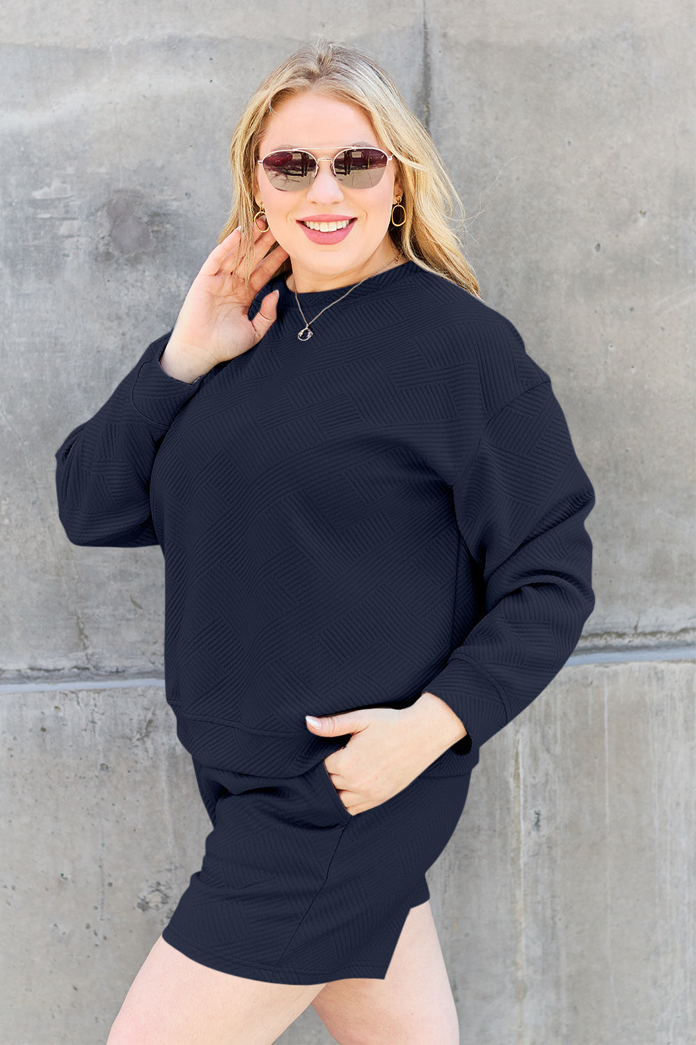 Double Take Full Size Texture Long Sleeve Top and Drawstring Shorts Set Apparel/Tops Double Take Ship from USA TikTok Tops Trendsi USPS Walmart Walmart Apparel Trendsi https://www.cyberehub.com