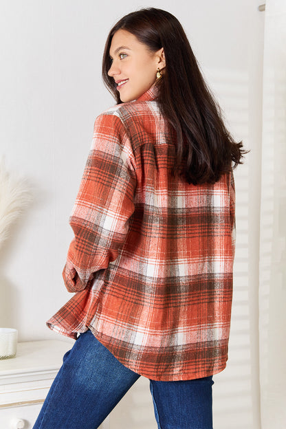 Plaid Collared Neck Long Sleeve Shirt Apparel/Tops Ship from USA SYNZ TikTok Tops Trendsi USPS Walmart Walmart Apparel Trendsi https://www.cyberehub.com