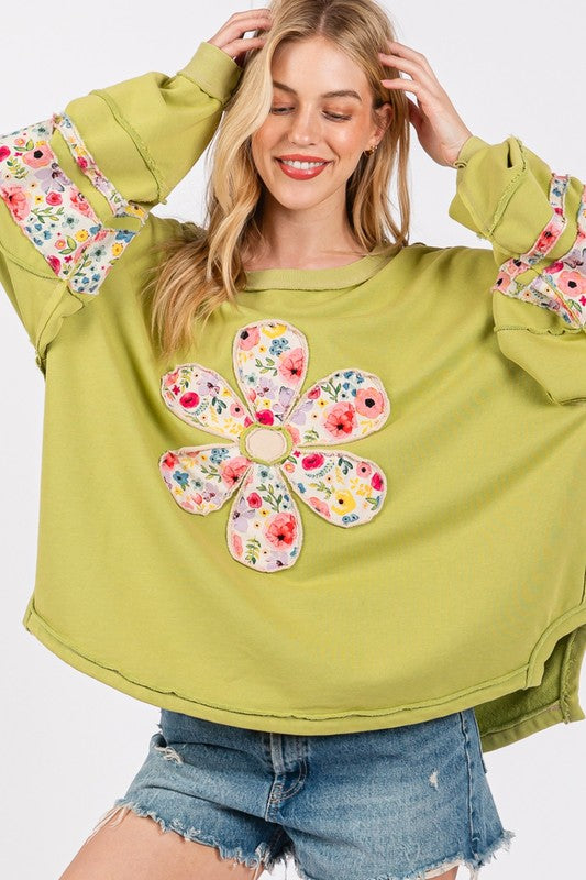 SAGE + FIG Daisy Patch Applique Long Sleeve Sweatshirt Apparel Apparel SAGE+FIG Ship from USA TikTok Trendsi Trendsi https://www.cyberehub.com