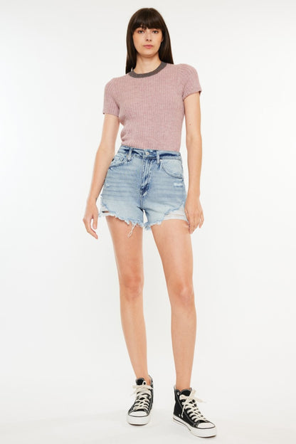 Kancan Distressed High Waist Denim Shorts with Pockets Medium Bottoms Bottoms Clothing Kancan Ship from USA Women Trendsi https://www.cyberehub.com