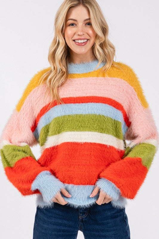 SAGE + FIG Color Block Round Neck Dropped Shoulder Sweater Apparel Apparel SAGE+FIG Ship from USA TikTok Trendsi Trendsi https://www.cyberehub.com