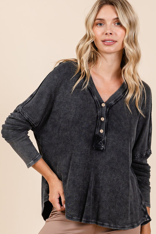 Mittoshop Washed V-Neck Long Sleeve Blouse Charcoal Apparel/Tops Mittoshop Ship from USA TikTok Tops Trendsi USPS Walmart Walmart Apparel Trendsi https://www.cyberehub.com