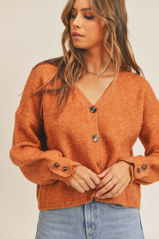 MABLE Long Sleeve Button Down Sweater Cardigan Rust Shirt Apparel Clothing Tops MABLE Ship from USA Shirts USA Women Trendsi https://www.cyberehub.com