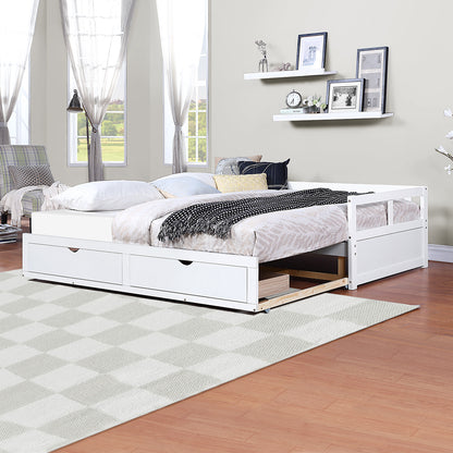 Wooden Daybed with Trundle Bed and Two Storage Drawers , Extendable Bed Daybed,Sofa Bed for Bedroom Living Room,White Furniture Giga GNJ Home Home & Garden Home Goods Walmart Giga https://www.cyberehub.com