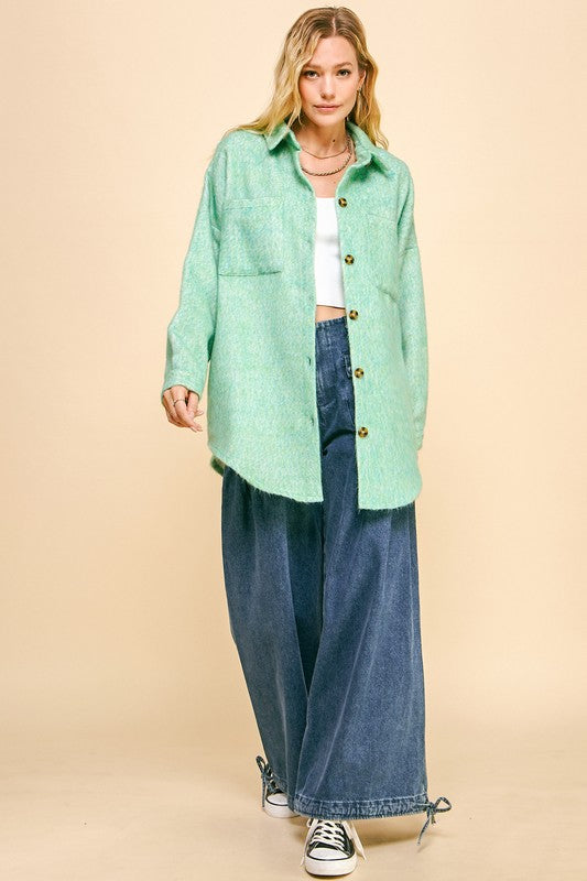 Davi & Dani Curved Hem Heathered Dropped Shoulder Shacket Apparel Apparel Davi & Dani Ship from USA TikTok Trendsi Trendsi https://www.cyberehub.com