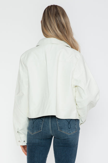 Snobbish Snap Down Long Sleeve PU Leather Jacket Tops/Jackets/Sweaters Clothing Tops Ship from USA Snobbish TikTok Trendsi USPS Walmart Trendsi https://www.cyberehub.com