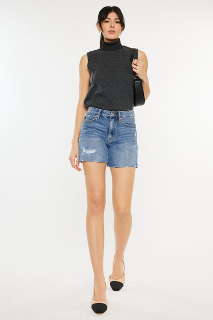 Kancan Distressed High Waist Denim Shorts Medium Bottoms Bottoms Clothing Kancan Pants Ship from USA Women Trendsi https://www.cyberehub.com