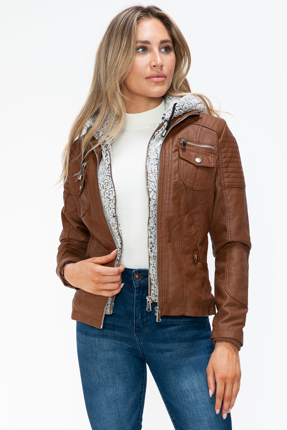 YMI Removable Faux Layered Multi-Pocket Jacket with Fuzzy Hood Apparel Featured Ship from USA Tiktok Trendsi USA USPS Walmart YMI outerwear Trendsi https://www.cyberehub.com