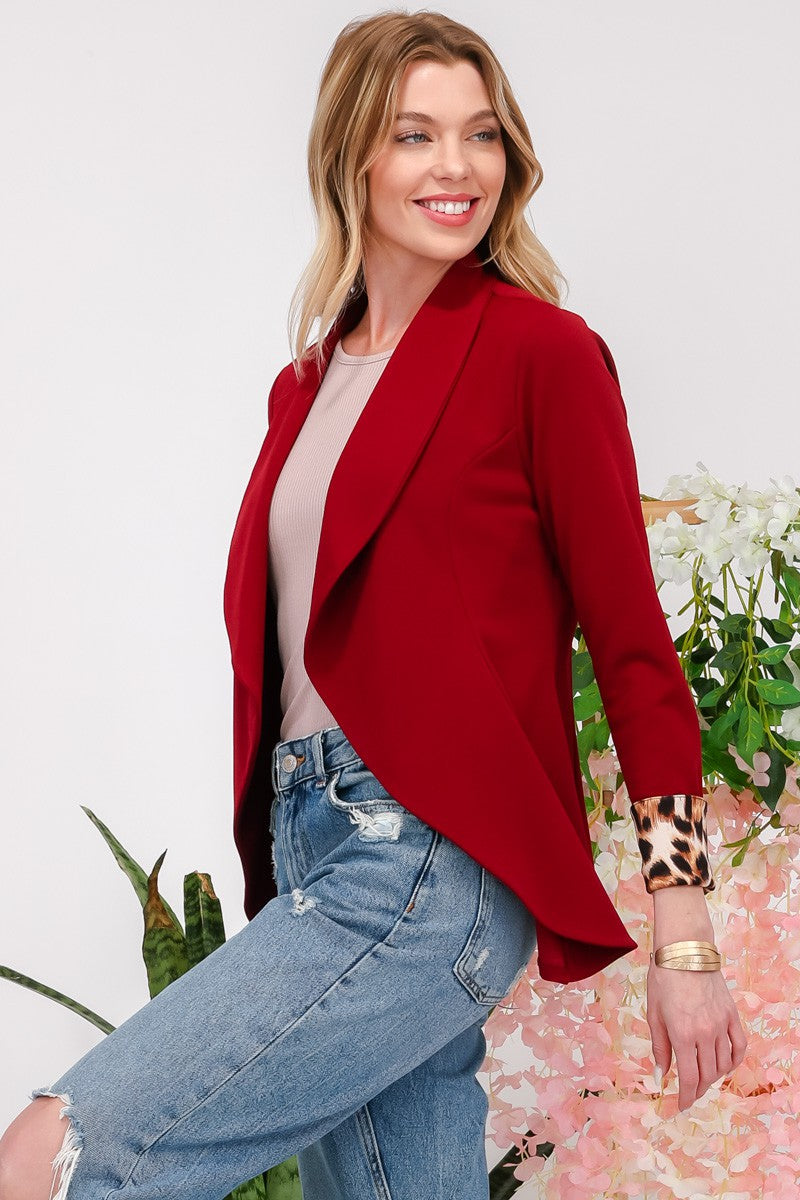 Celeste Full Size Rolled Leopard Cuff Open Front Blazer Tops/Jackets/Sweaters Celeste Clothing Tops Ship from USA TikTok Trendsi USPS Walmart Trendsi https://www.cyberehub.com