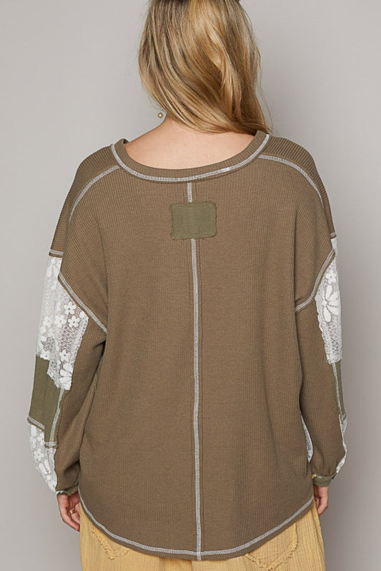 POL V-Neck Lace Balloon Sleeve Exposed Seam Top Apparel/Tops POL Ship from USA TikTok Tops Trendsi USPS Walmart Walmart Apparel Trendsi https://www.cyberehub.com