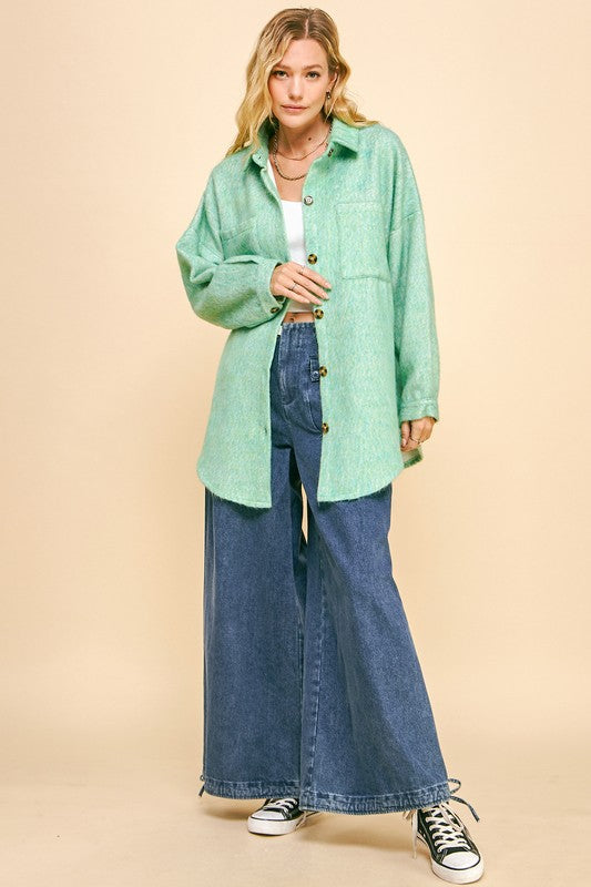 Davi & Dani Curved Hem Heathered Dropped Shoulder Shacket Apparel Apparel Davi & Dani Ship from USA TikTok Trendsi Trendsi https://www.cyberehub.com
