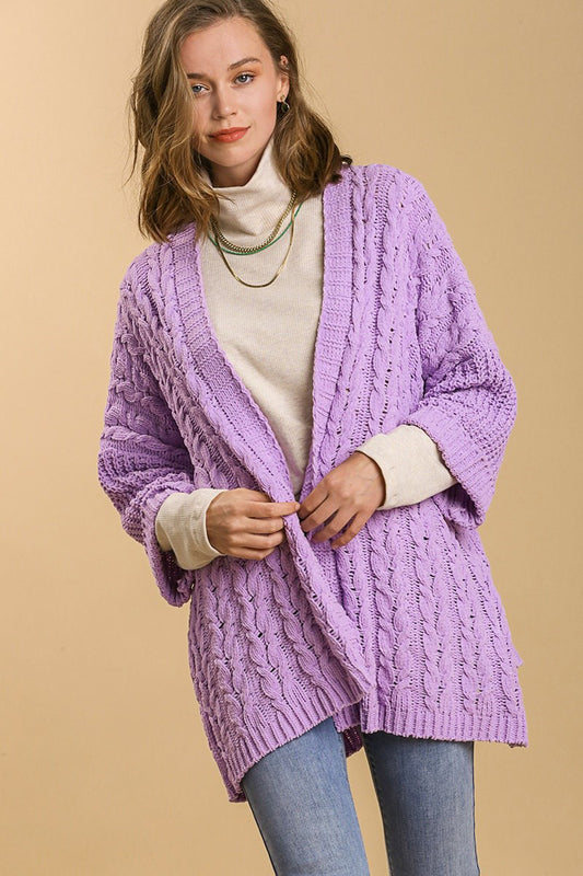 Umgee Full Size Cable Knit Open Front Long Sleeve Cardigan Lilac Apparel Apparel Ship from USA TikTok Trendsi Umgee USA Trendsi https://www.cyberehub.com