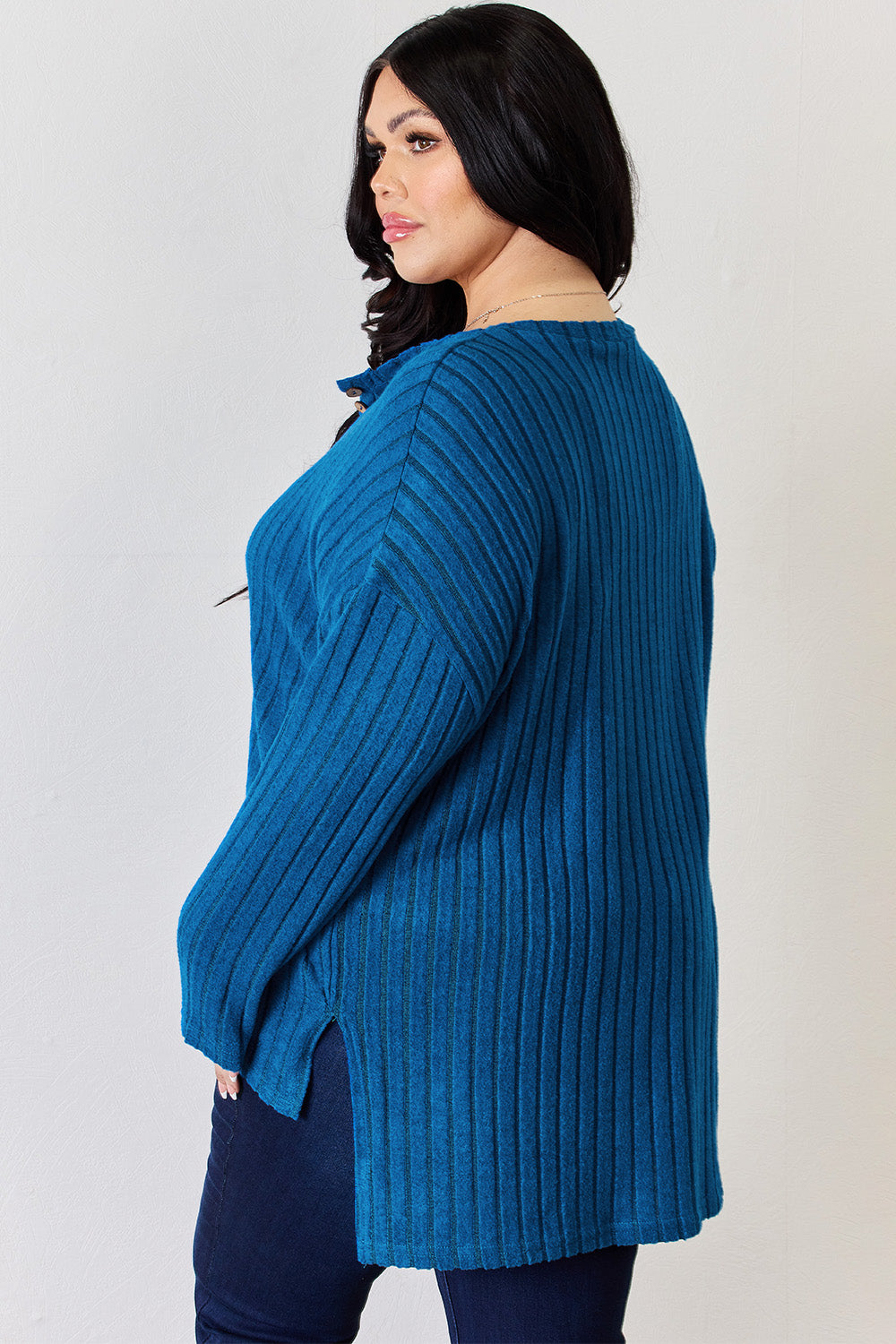 Basic Bae Full Size Ribbed Half Button Long Sleeve High-Low T-Shirt Apparel/Tops Basic Bae Ship from USA TikTok Tops Trendsi USPS Walmart Walmart Apparel Trendsi https://www.cyberehub.com