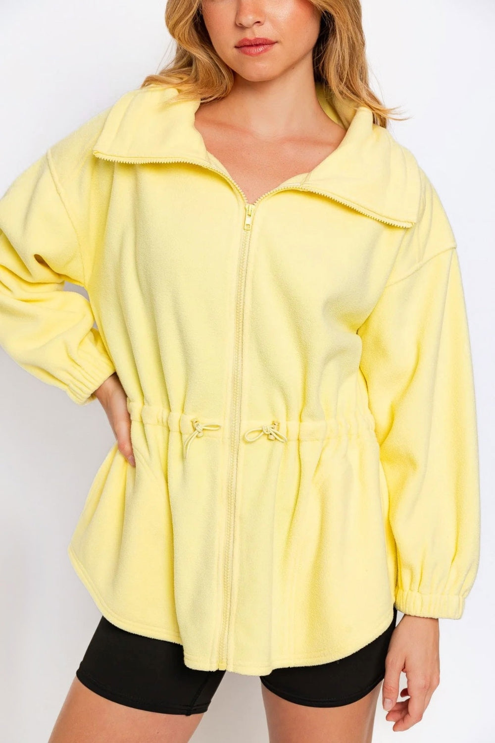 Le Lis Zip Up Waist Drawstring Soft Fleece Jacket Shirt Apparel Clothing Tops Ship from USA Shirts Tasha apparel USA Women Trendsi https://www.cyberehub.com