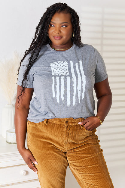 Simply Love US Flag Graphic Cuffed Sleeve T-Shirt Apparel/Tops Memorial Day Sale Ship from USA Simply Love TikTok Tops Trendsi USPS Walmart Walmart Apparel Trendsi https://www.cyberehub.com