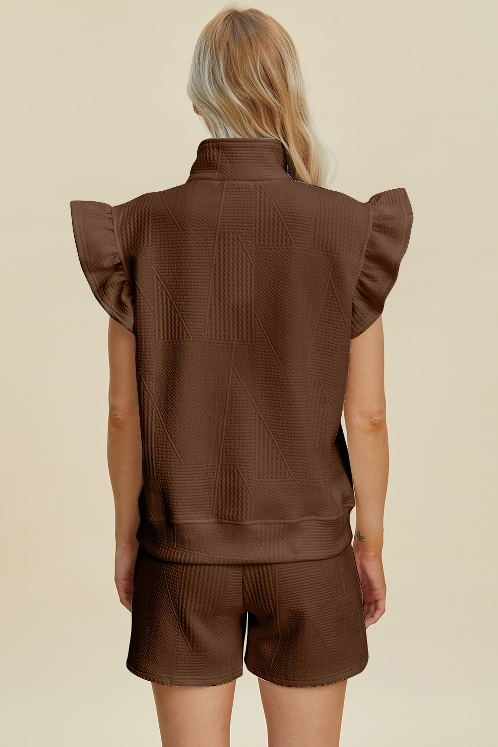 Double Take Full Size Texture Flounce Sleeve Top and Shorts Set Tops/Jackets/Sweaters Clothing Tops Double Take Ship from USA TikTok Trendsi USPS Walmart Trendsi https://www.cyberehub.com