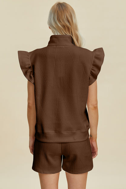 Double Take Full Size Texture Flounce Sleeve Top and Shorts Set Tops/Jackets/Sweaters Clothing Tops Double Take Ship from USA TikTok Trendsi USPS Walmart Trendsi https://www.cyberehub.com