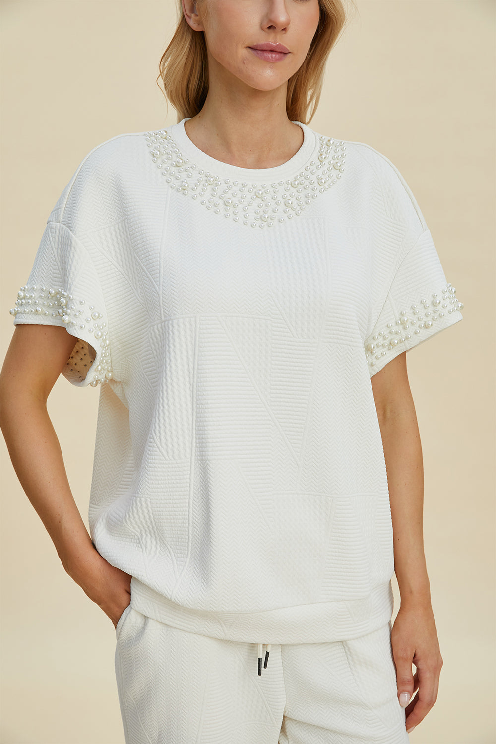 Double Take Full Size Pearl Detail Round Neck Top and Pants Set Tops/Jackets/Sweaters Clothing Tops Double Take Ship from USA TikTok Trendsi USPS Walmart Trendsi https://www.cyberehub.com