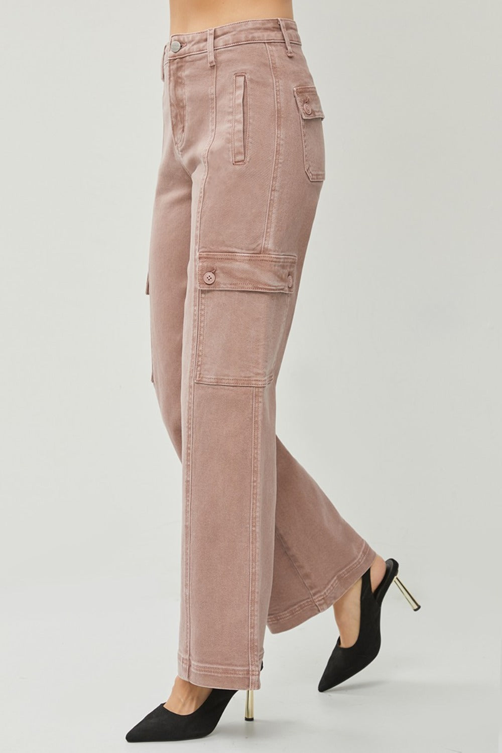 RISEN Full Size High Rise Wide Leg Cargo Jeans Bottoms Bottoms Clothing RISEN Ship from USA Women Trendsi https://www.cyberehub.com