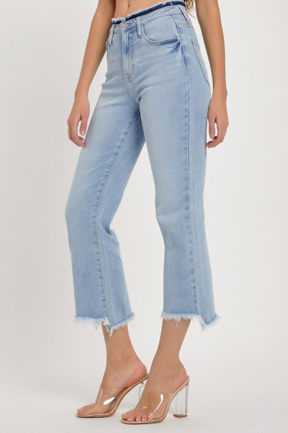 RISEN Full Size High Rise Raw Edge Crop Jeans Bottoms Bottoms Clothing RISEN Ship from USA Women Trendsi https://www.cyberehub.com