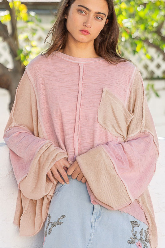 POL Round Neck Contrast Stitching High-Low Top Tops/Jackets/Sweaters Clothing Tops POL Ship from USA TikTok Trendsi USPS Walmart Trendsi https://www.cyberehub.com