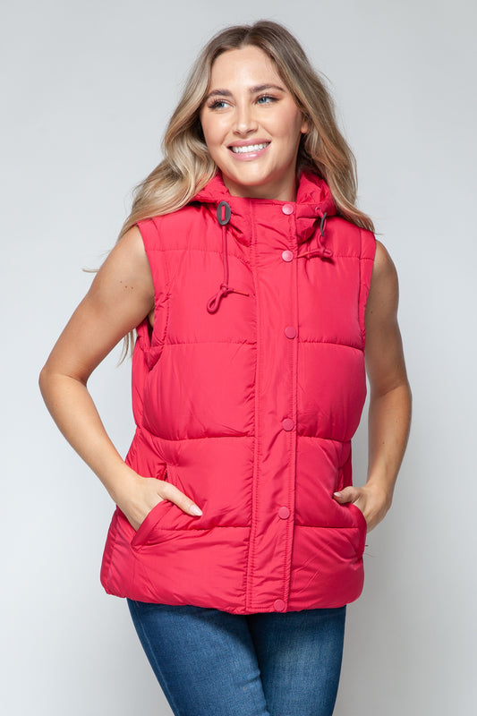Snobbish Snap and Zip Closure Hooded Vest Magenta Shirt Apparel Clothing Tops price-change-job-active Ship from USA Shirts Snobbish USA Women Trendsi https://www.cyberehub.com