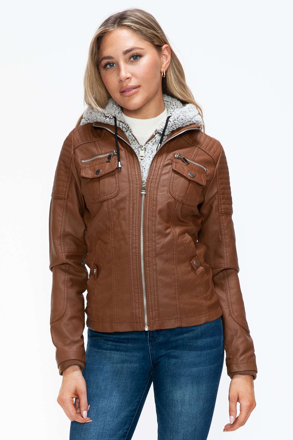 YMI Removable Faux Layered Multi-Pocket Jacket with Fuzzy Hood Apparel Featured Ship from USA Tiktok Trendsi USA USPS Walmart YMI outerwear Trendsi https://www.cyberehub.com