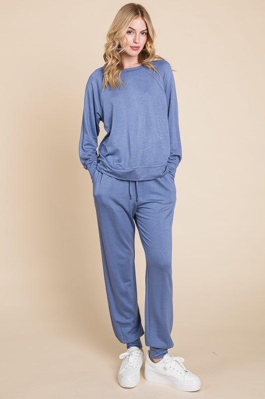 Super Lady Round Neck Raglan Sleeve Top and Pants Lounge Set Powder Blue Apparel/Tops Ship from USA Super Lady TikTok Tops Trendsi USPS Walmart Walmart Apparel Trendsi https://www.cyberehub.com