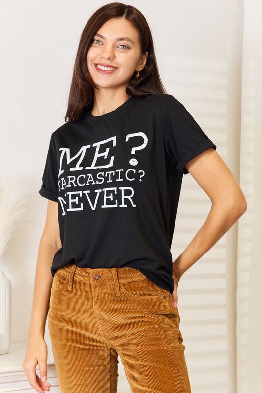 Simply Love Letter Graphic Round Neck T-Shirt Black Apparel/Tops Doorbusters Ship from USA Simply Love TikTok Tops Trendsi USPS Walmart Walmart Apparel Trendsi https://www.cyberehub.com