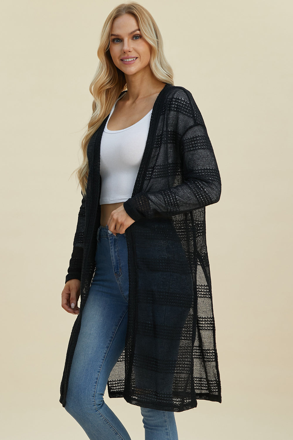 Double Take Full Size Open Front Longline Cardigan Shirt Apparel Clothing Tops Double Take Ship from USA Shirts USA Women Trendsi https://www.cyberehub.com