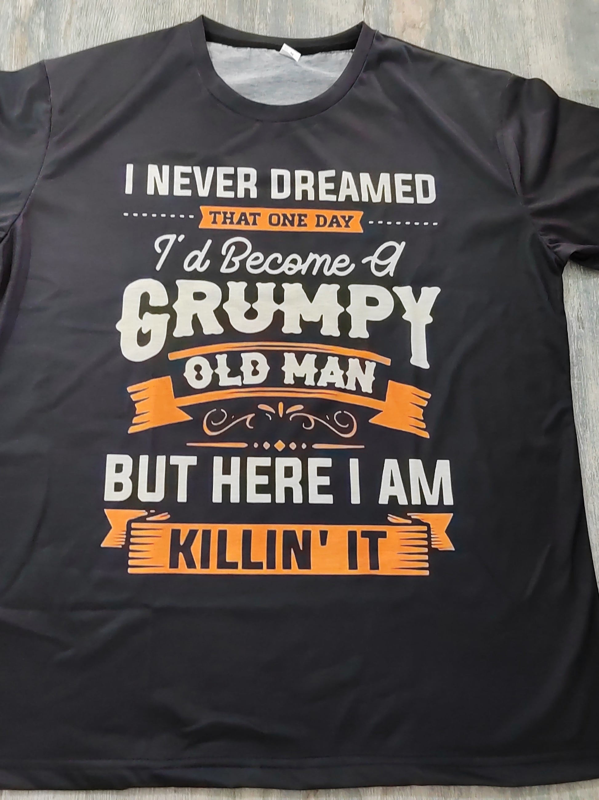 Summer Outdoor Leisure Old Man Letter Print Pattern Elastic Round Neck T-shirt Short Sleeved Fashionable Clothing Apparel/Shirt/Graphic Shirt SNULLO https://www.cyberehub.com