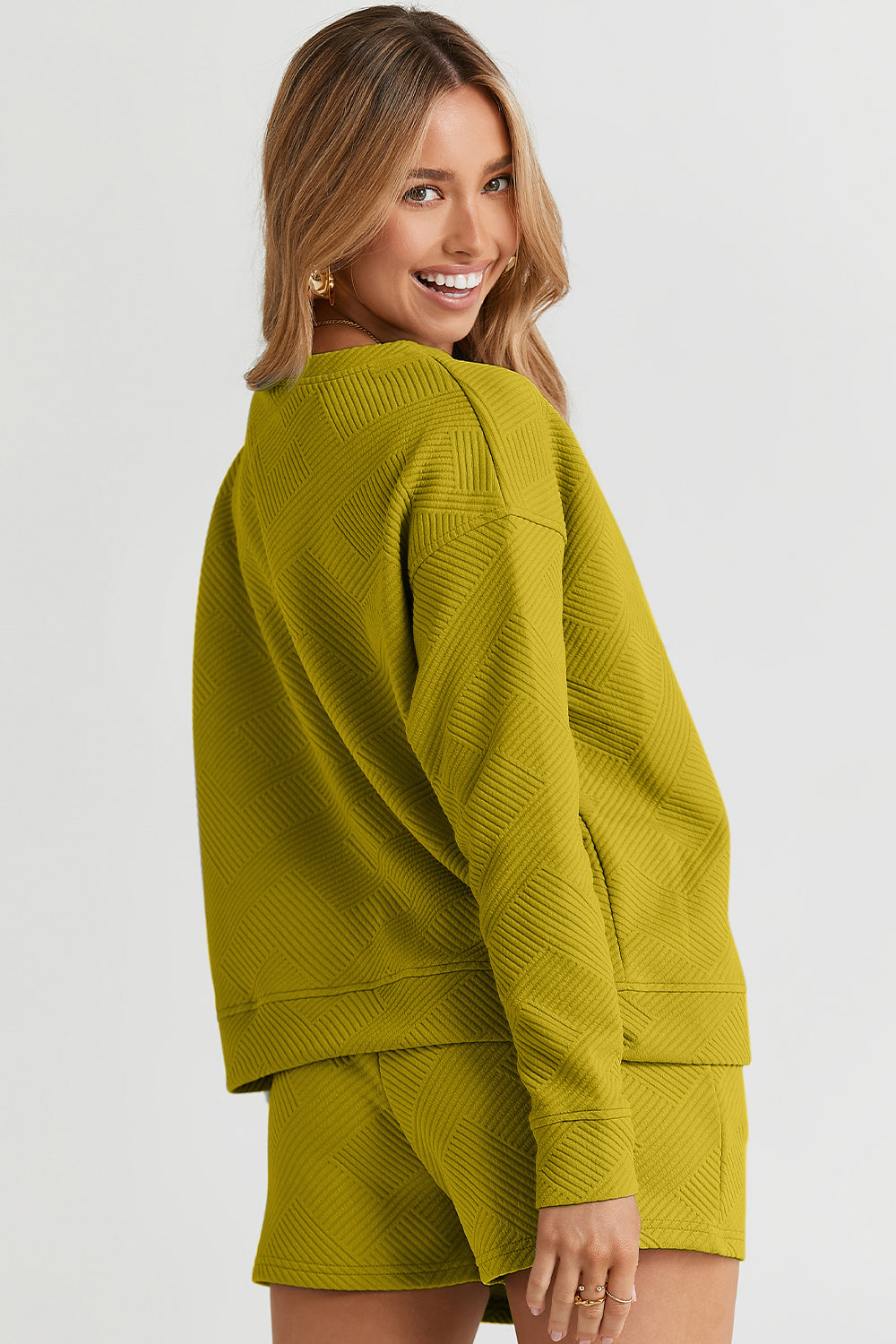 Double Take Full Size Texture Long Sleeve Top and Drawstring Shorts Set Apparel/Tops Double Take Ship from USA TikTok Tops Trendsi USPS Walmart Walmart Apparel Trendsi https://www.cyberehub.com