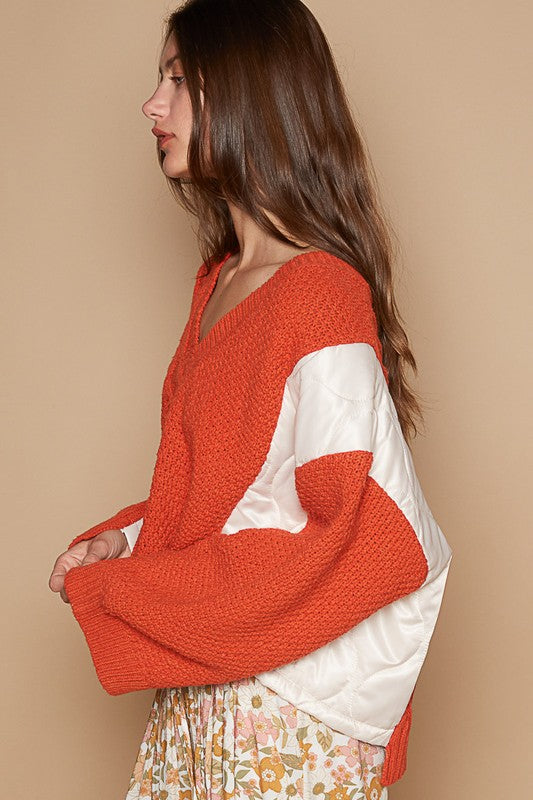 POL Cable Knit Quilting Patch V-Neck Contrast Sweater Tops/Jackets/Sweaters Clothing Tops POL Ship from USA TikTok Trendsi USPS Walmart Trendsi https://www.cyberehub.com