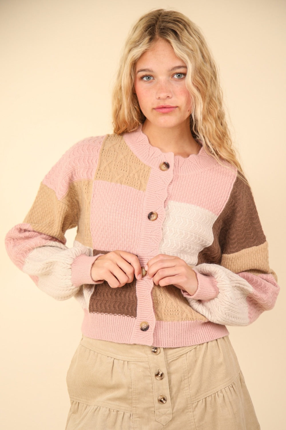 VERY J Color Block Button Down Textured Sweater Cardigan Shirt Apparel Clothing Tops Ship from USA Shirts USA VERY J Women Trendsi https://www.cyberehub.com