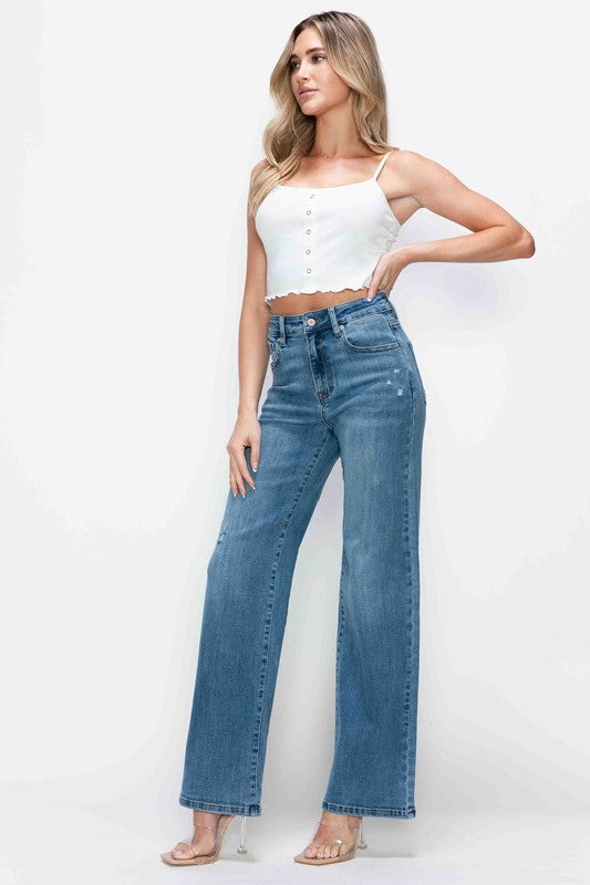 bytos Full Size High Rise Wide Leg Jeans with Pockets Apparel Apparel bytos Ship from USA TikTok Trendsi Trendsi https://www.cyberehub.com