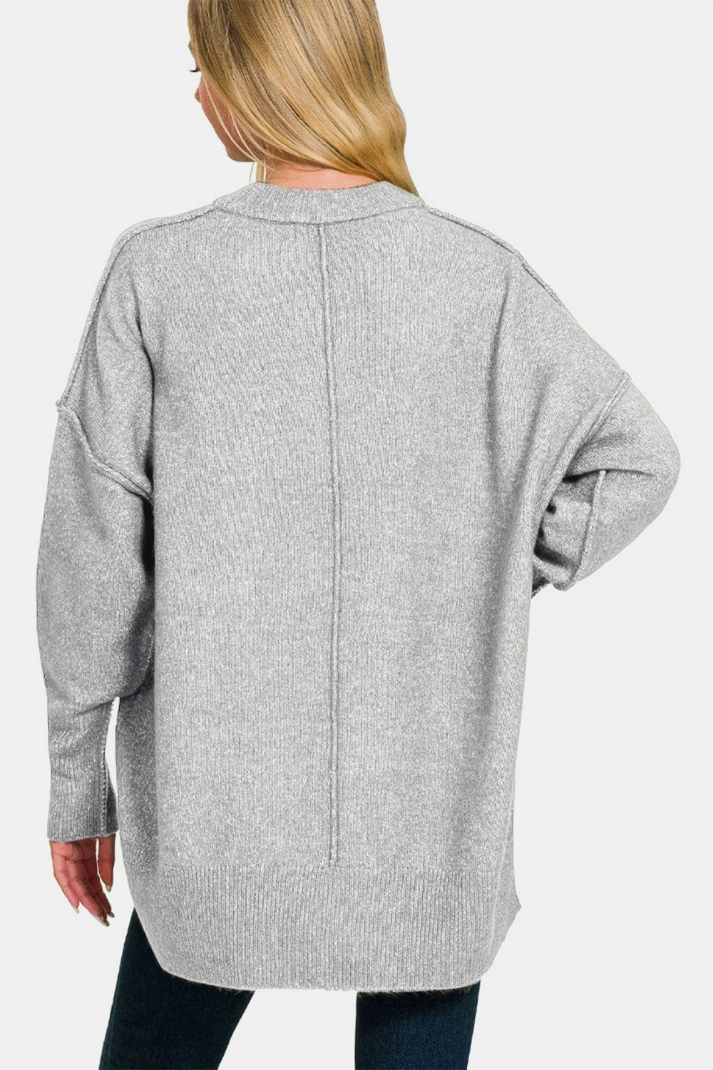 Zenana High-Low Hem Drop Shoulder Sweater Shirt Apparel Clothing Tops Ship from USA Shirts USA Women Zenana Trendsi https://www.cyberehub.com