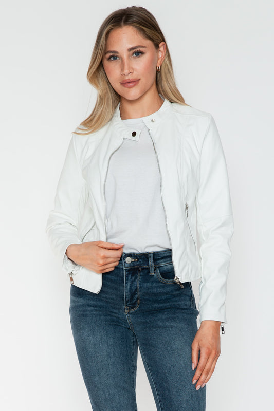 Snobbish PU Leather Zip Up Jacket with Pockets White Tops/Jackets/Sweaters Clothing Tops Ship from USA Snobbish TikTok Trendsi USPS Walmart Trendsi https://www.cyberehub.com