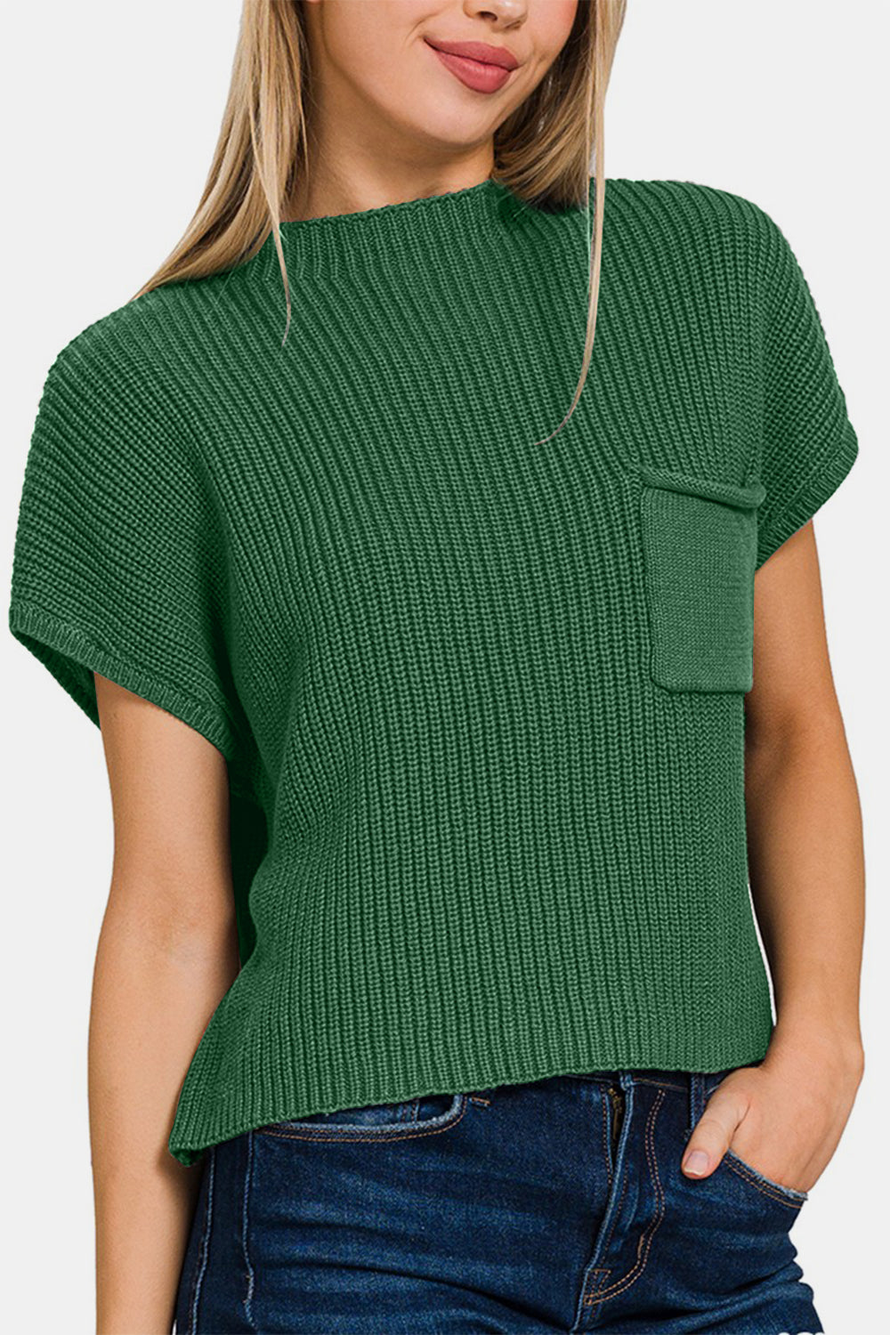 Zenana Mock Neck Short Sleeve Cropped Sweater Shirt Apparel Clothing Tops Ship from USA Shirts USA Women Zenana Trendsi https://www.cyberehub.com