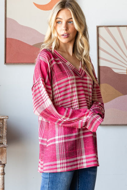 Heimish Plaid Drop Shoulder V-Neck T-Shirt Tops/Jackets/Sweaters Clothing Tops Heimish Ship from USA TikTok Trendsi USPS Walmart Trendsi https://www.cyberehub.com