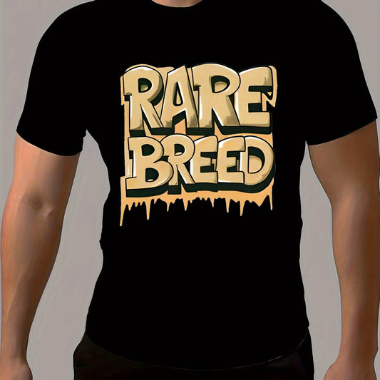 Men's Summer Fashion T-shirt, Graffiti Style RARE BREED Letter Printed Round Neck Short Sleeve T-shirt, Unique Fashion Top For Daily And Fitness Clothing Apparel/Shirt/Graphic Shirt SNULLO https://www.cyberehub.com